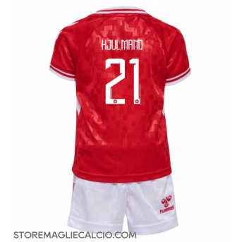 Danimarca Morten Hjulmand #21 Maglia Gara Casa Repliche Europei 2024 Bambino